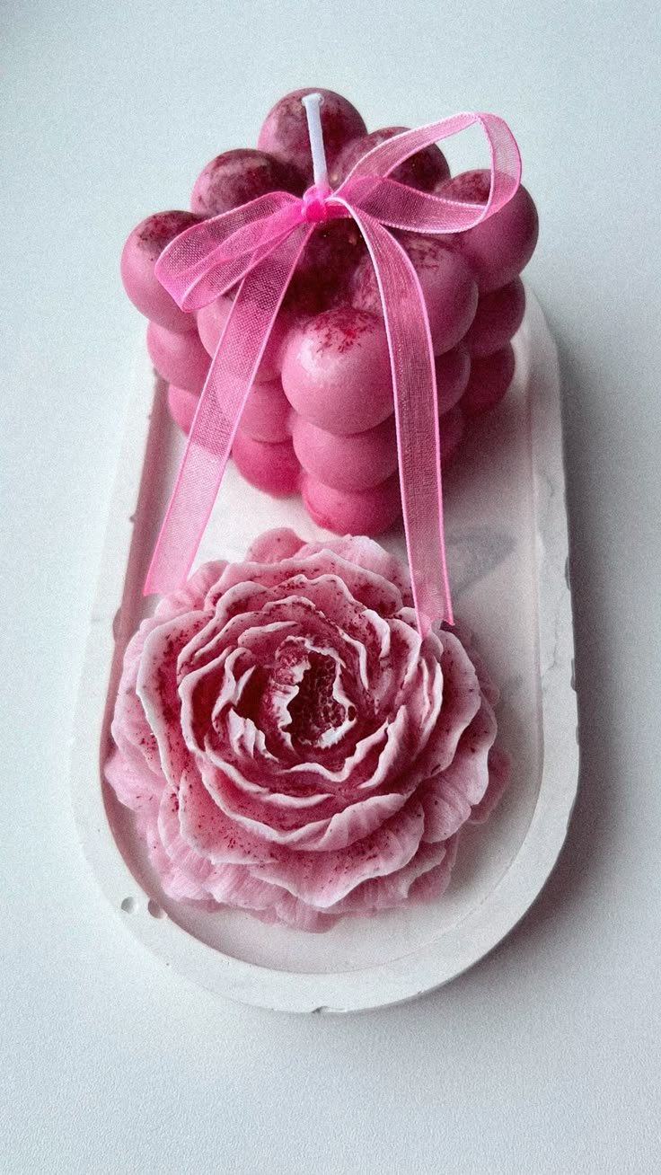 Peony Flower Candle with try